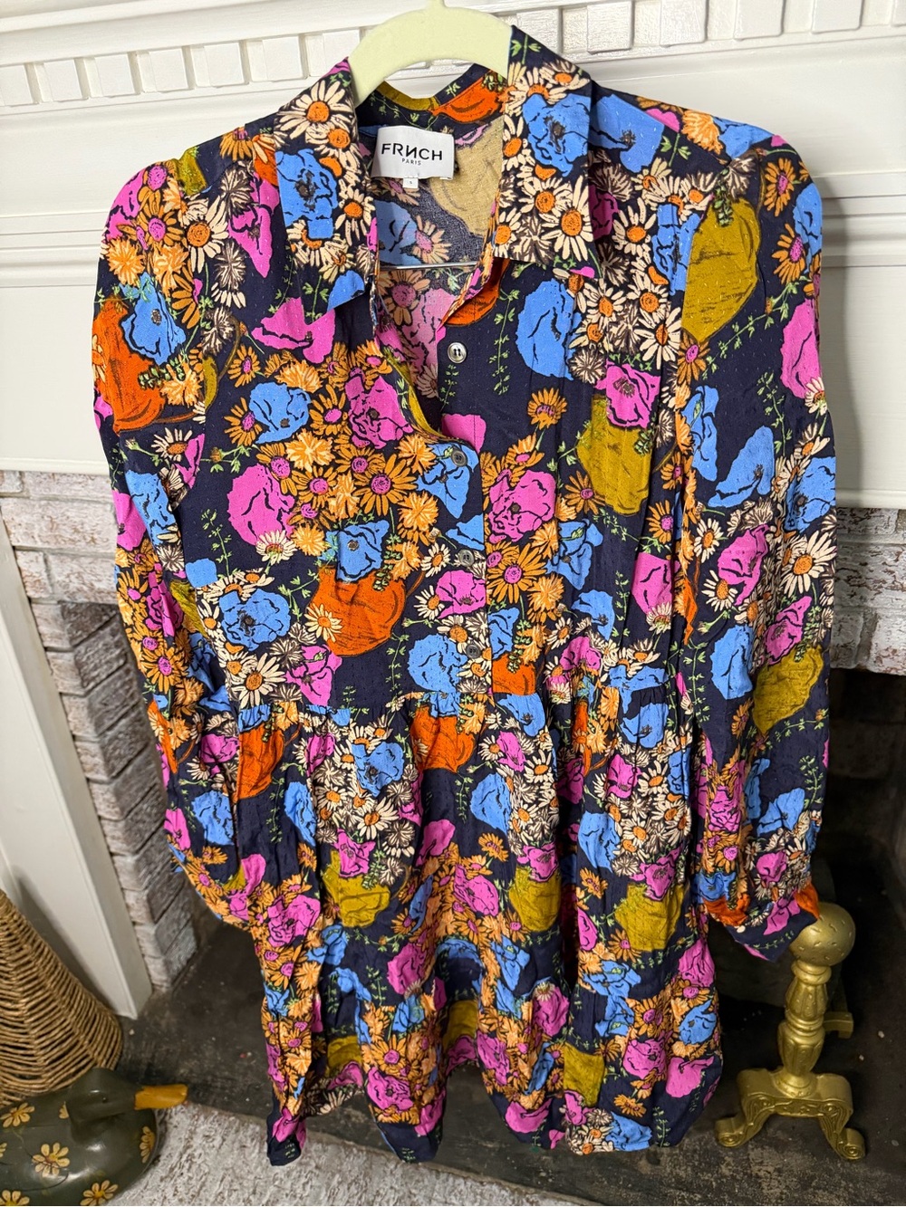 FRNCH Paris Multicolor Floral Button-Up mini dress